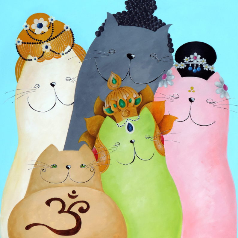 Religie kaart Boeddha katten - Religie kaarten Religie kaarten - Religie kaart Boeddha katten