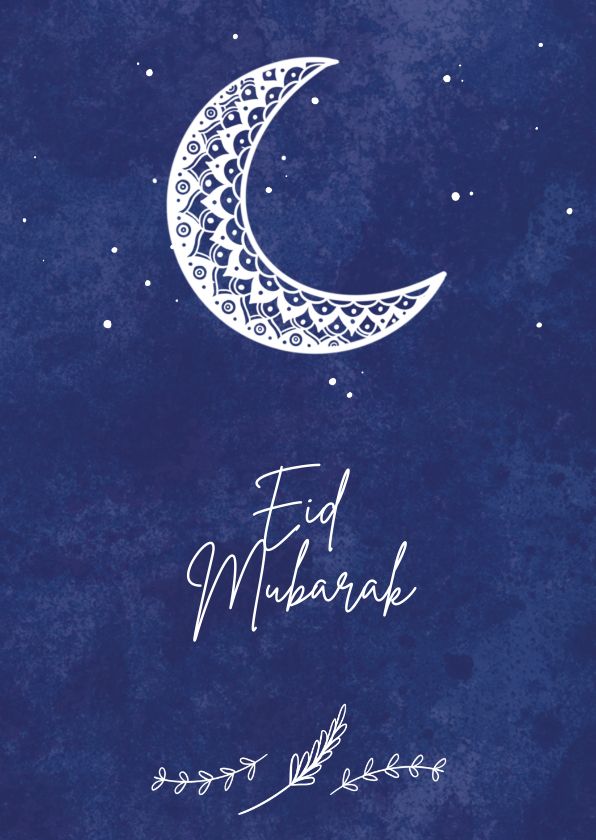 Religie kaarten - Stijlvolle religiekaart Eid Mubarak met maansikkel