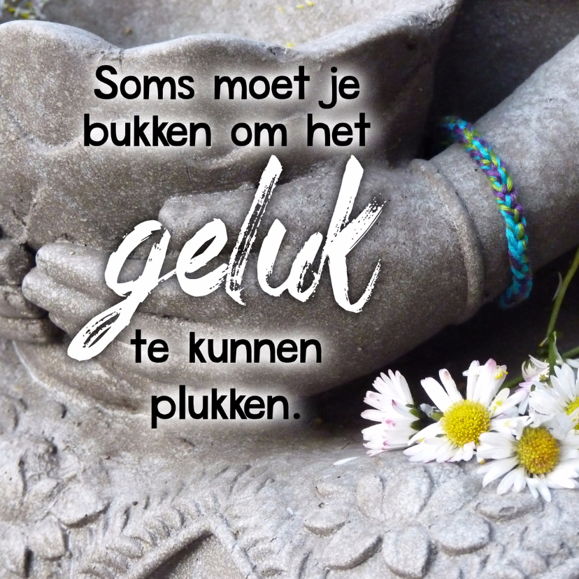 Spreukenkaart geluk plukken - Spreukenkaarten Spreukenkaarten - Spreukenkaart geluk plukken