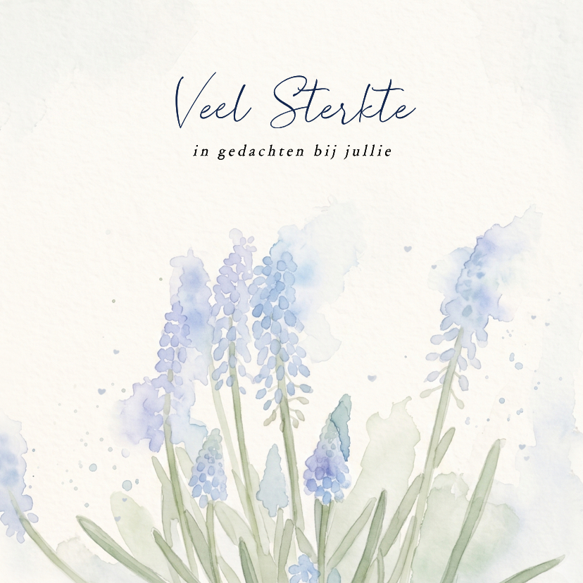 Sterkte kaarten - Klassiek sterktekaartje met waterverf bloemen