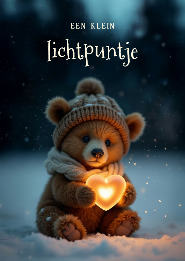 Sterkte kaarten - Lief sterktekaartje met beer een klein lichtpuntje