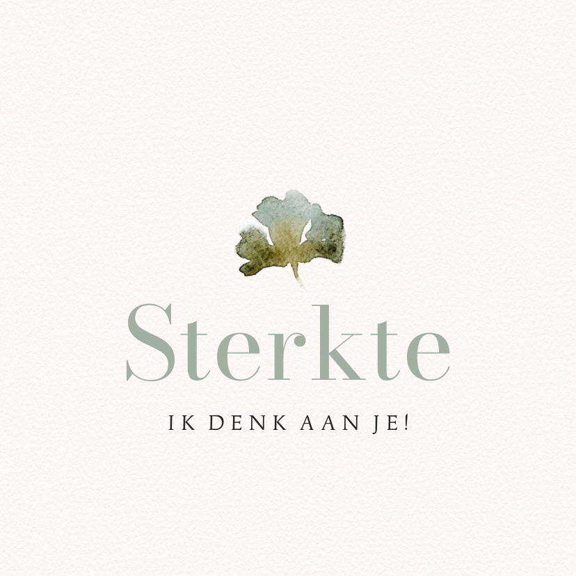 Sterkte kaarten - Minimalistische sterktekaart watercolor blad denken aan