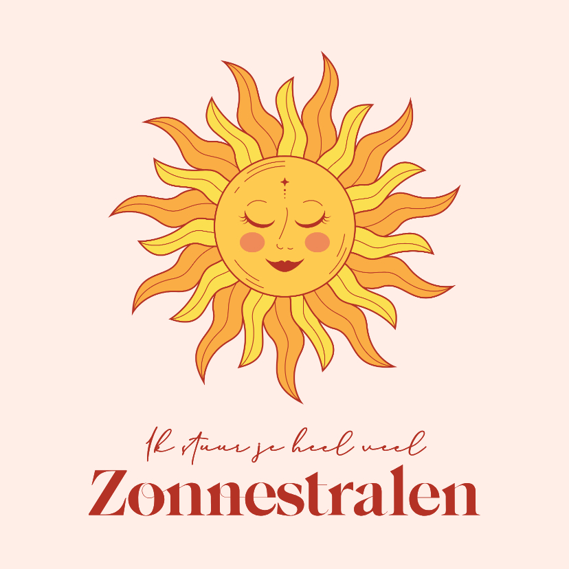 Sterkte kaarten - Modern sterkte kaartje met zonnetje ik stuur je zonnestralen
