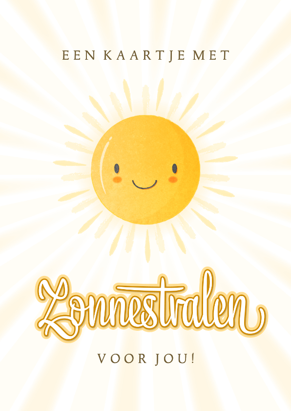 Opbeurende sterkte kaart met illustratie zon en zonnestralen - Sterkte kaarten Sterkte kaarten - Opbeurende sterkte kaart met illustratie zon en zonnestralen