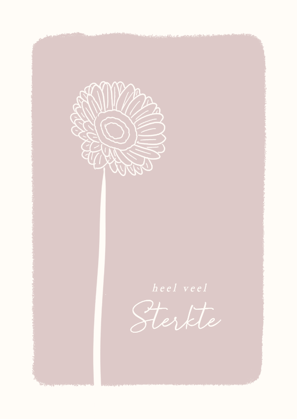 Roze sterkte kaartje met gerbera lijntekening - Sterkte kaarten Sterkte kaarten - Roze sterkte kaartje met gerbera lijntekening