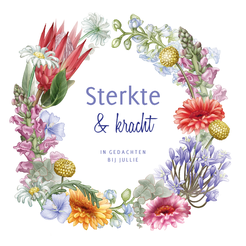 Sterkte kaarten - Sterkte en/of beterschap kaart met lieve bloemen