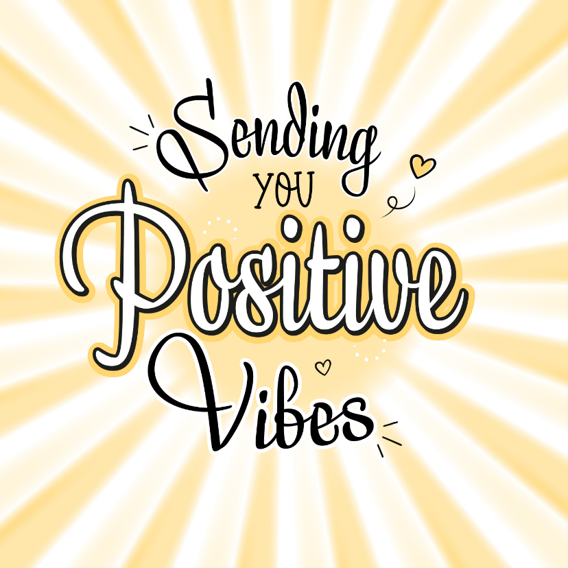 Sterkte kaarten - Sterkte handlettering sending positive vibes 70's sunshine 