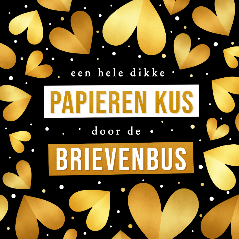 Sterkte kaarten - Sterkte kaart kus door de brievenbus met hartjes