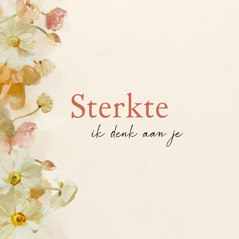 Sterkte kaart met aquarel bloemen - Sterkte kaarten Sterkte kaarten - Sterkte kaart met aquarel bloemen