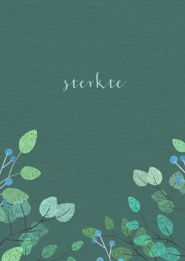 Sterkte kaart met blaadjes en takken in mooie groentinten - Sterkte kaarten Sterkte kaarten - Sterkte kaart met blaadjes en takken in mooie groentinten