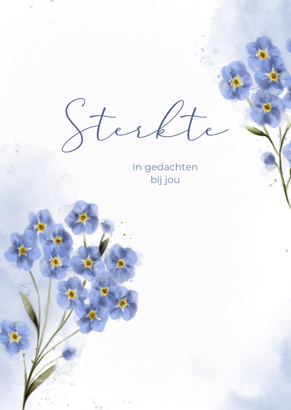 Sterkte kaart met vergeet-mij-nietjes aquarel - Sterkte kaarten Sterkte kaarten - Sterkte kaart met vergeet-mij-nietjes aquarel