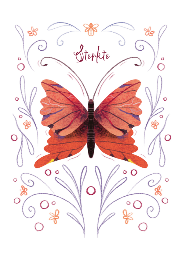Sterkte kaarten - Sterkte kaart met vlinder in warme kleuren