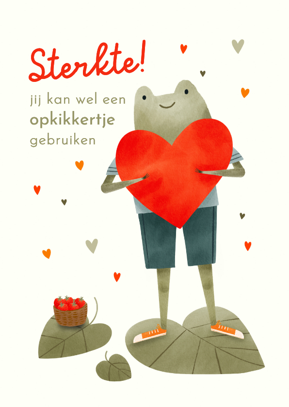 Sterkte kaarten - Sterkte kaart opkikkertje met rood hart