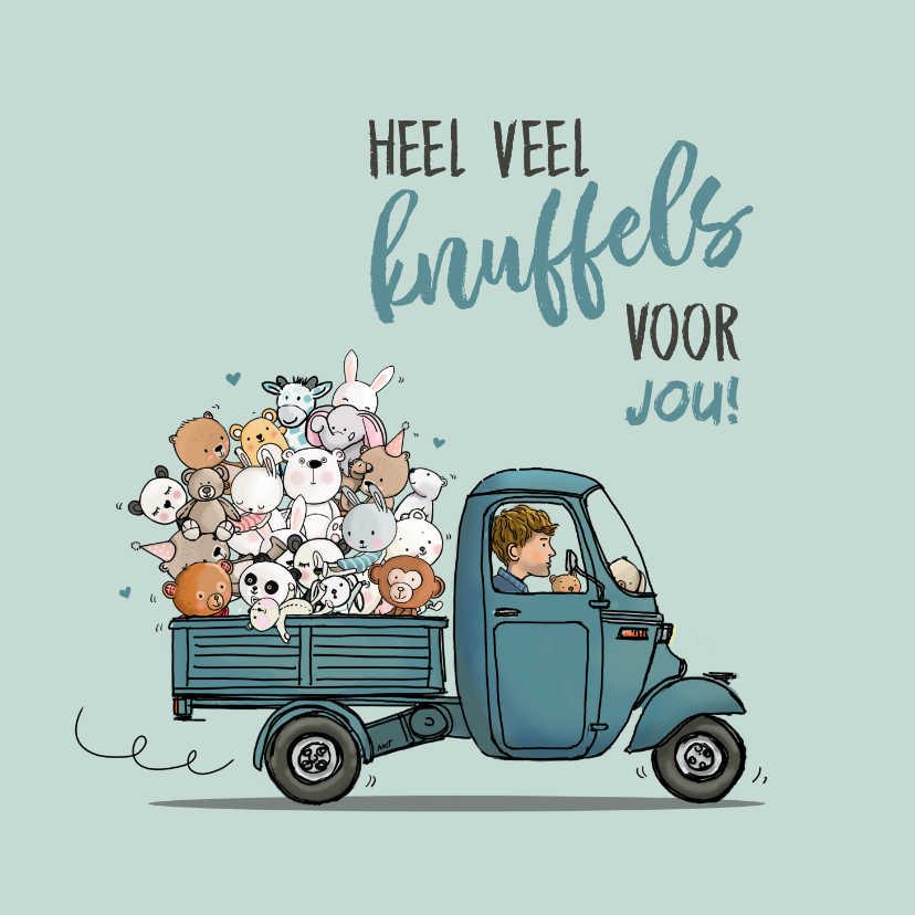 Sterkte kaarten - Sterkte kaart veel knuffels in Vespa Ape