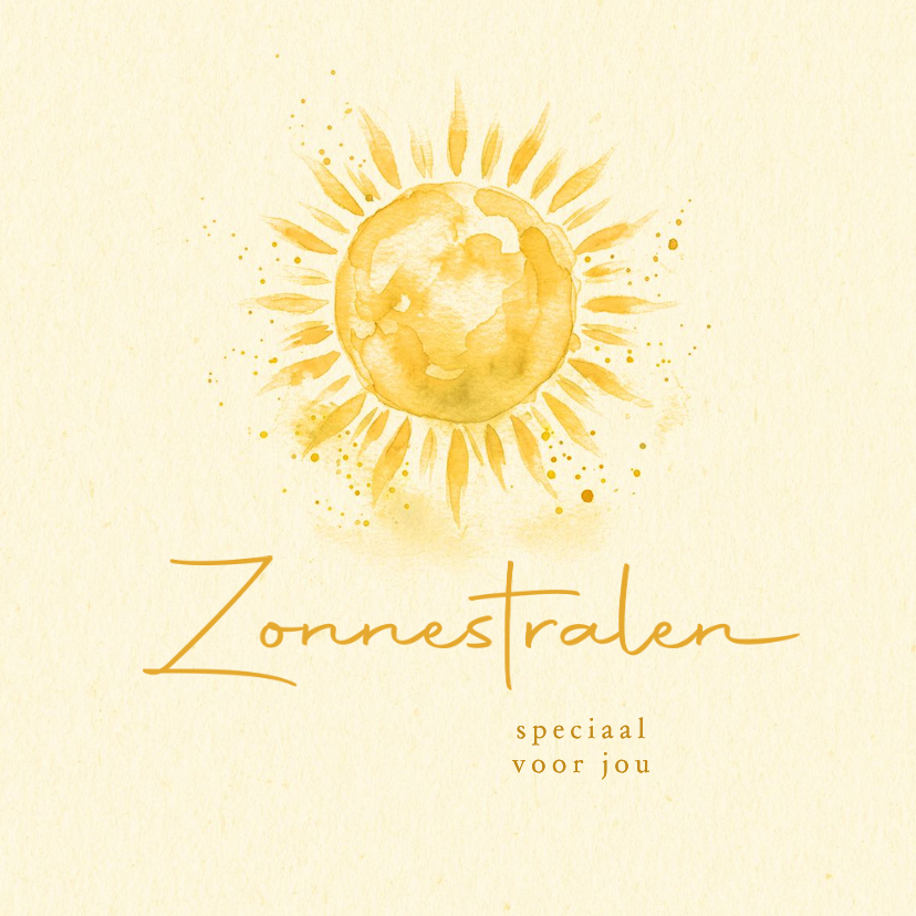 Sterkte kaarten - Sterkte kaart zonnestralen met aquarel zon