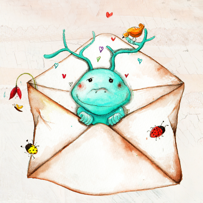 Sterkte of knuffel in een envelop - Sterkte kaarten Sterkte kaarten - Sterkte of knuffel in een envelop