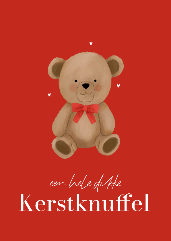 Sterkte kaarten - Sterktekaart dikke kerstknuffel teddy beer rood