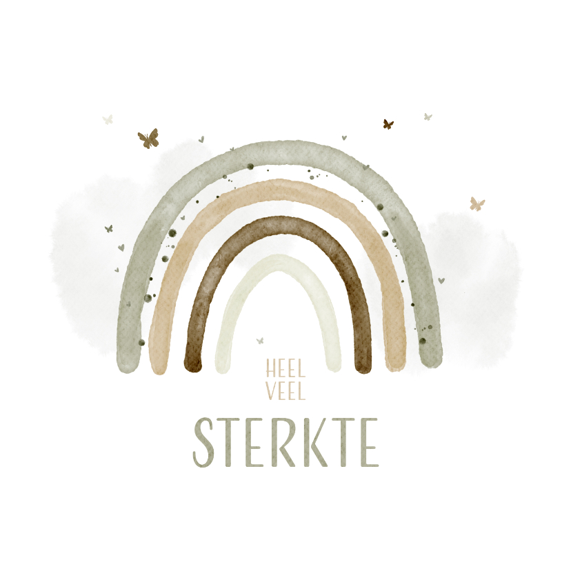 Sterktekaart herdenken overledene vlinders regenboog - Sterkte kaarten Sterkte kaarten - Sterktekaart herdenken overledene vlinders regenboog