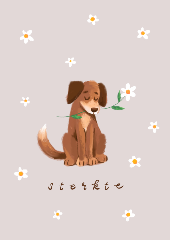 Sterkte kaarten - Sterktekaart hond met bloemen