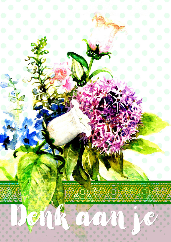 Sterktekaart met bos bloemen met stippen - Sterkte kaarten Sterkte kaarten - Sterktekaart met bos bloemen met stippen