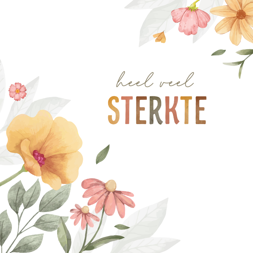 Sterkte kaarten - Sterktekaart met kleurrijke bloemen