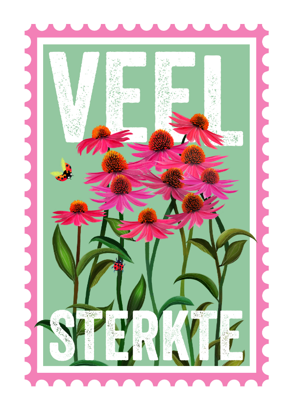 Sterktekaart met roze bloemen - Sterkte kaarten Sterkte kaarten - Sterktekaart met roze bloemen