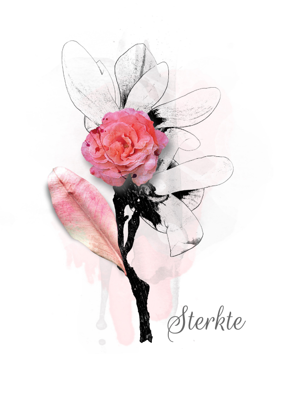 Sterktekaart pink bloem blad - Sterkte kaarten Sterkte kaarten - Sterktekaart pink bloem blad