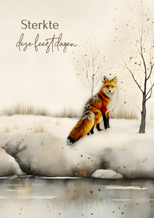 Sterkte kaarten - Sterktekaart vosje in bos kerst