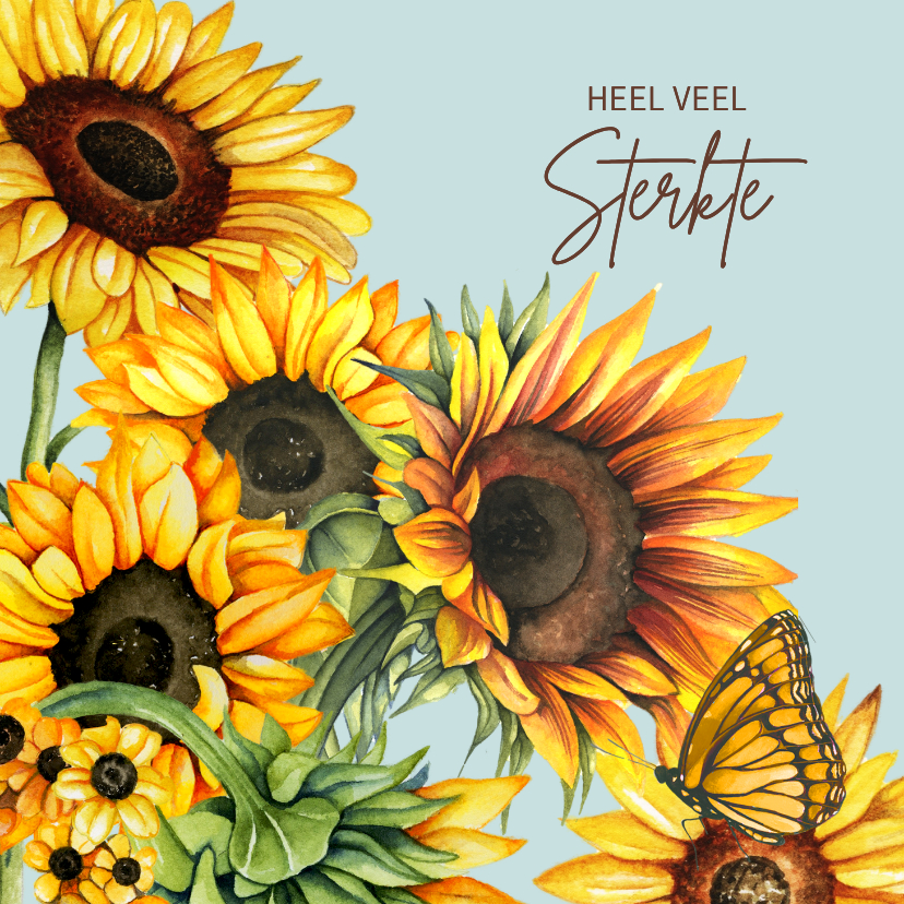Sterkte kaarten - Sterktekaart zonnebloemen vlinder