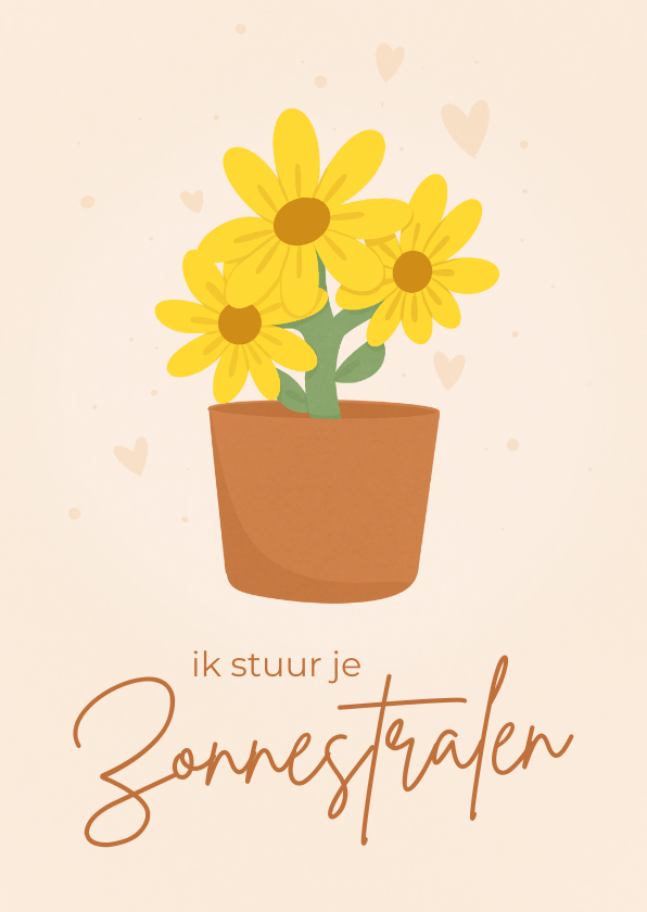 Sterkte kaarten - Sterktekaartje met gele bloemen ik stuur je zonnestralen