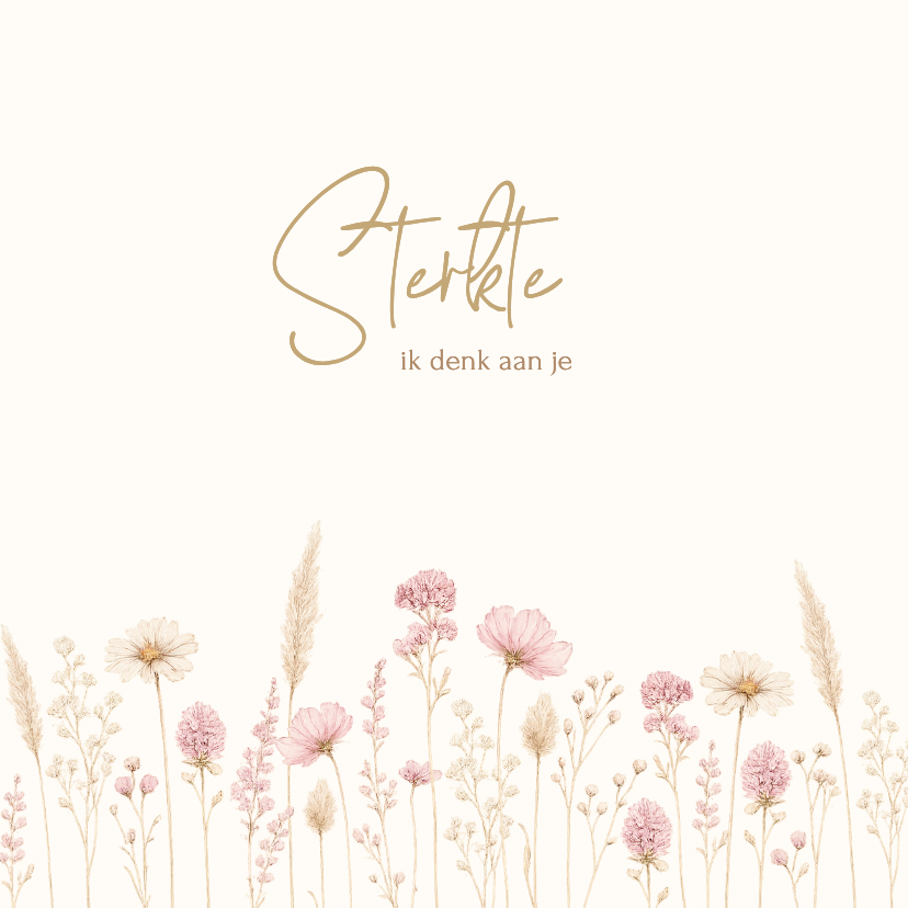 Sterkte kaarten - Sterktekaartje met roze bloemetjes