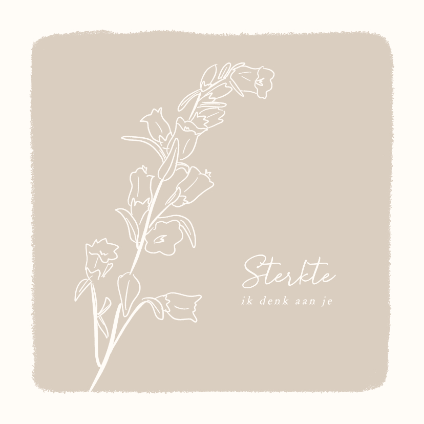 Sterkte kaarten - Stijlvolle beige sterktekaart met bloem