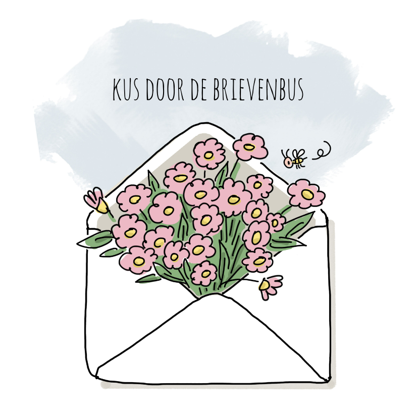 Sterkte kaarten - Wenskaart met bloemen in een envelop