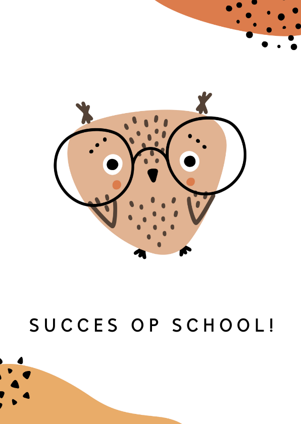 School kaart Uil, aanpasbare tekst - Succes kaarten Succes kaarten - School kaart Uil, aanpasbare tekst