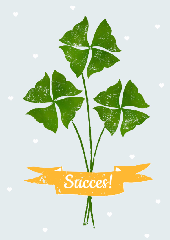 Succes kaart met klavertjes 4 - Succes kaarten Succes kaarten - Succes kaart met klavertjes 4