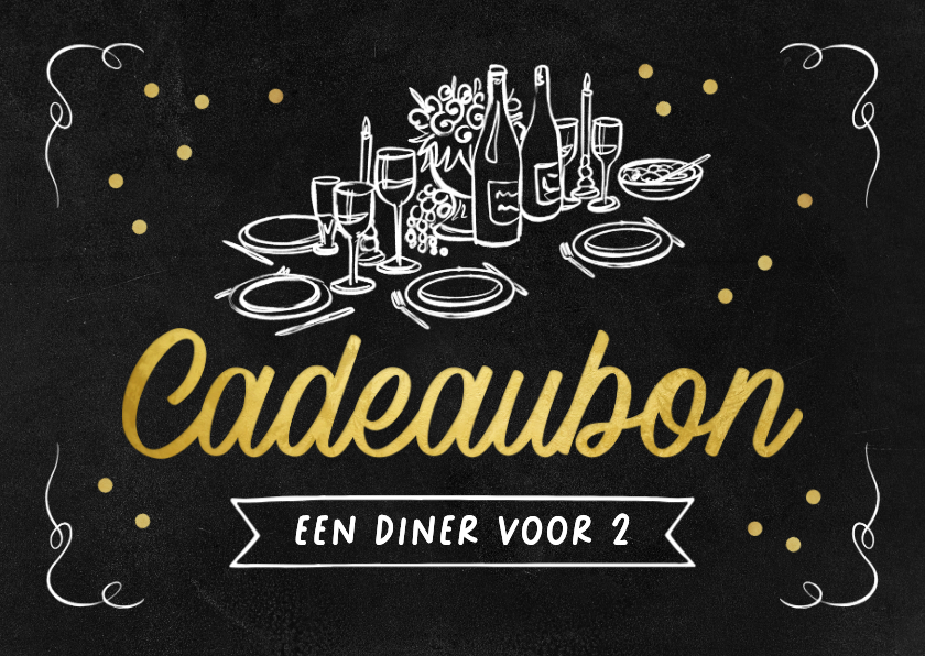 Tegoedbon maken - Cadeaubon diner etentje goud doodle algemeen