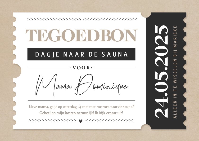 Moderne tegoedbon kaart moeder dagje weg - Tegoedbon maken Tegoedbon maken - Moderne tegoedbon kaart moeder dagje weg