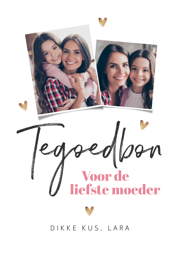 Tegoedbon maken - Tegoedbon hip stijlvol hartjes goud foto's