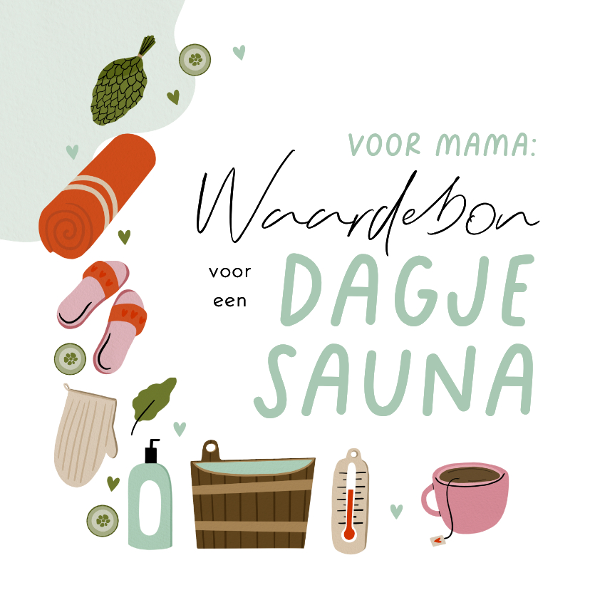 Tegoedbon maken - Tegoedbon kaart dagje sauna moederdag illustraties