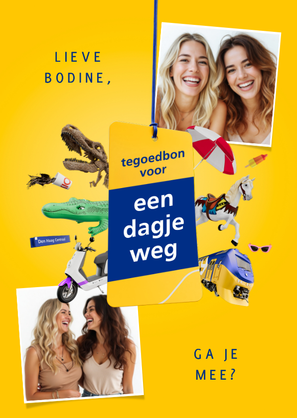 Tegoedbon maken - Tegoedbon kaart voor een dagje weg met de trein