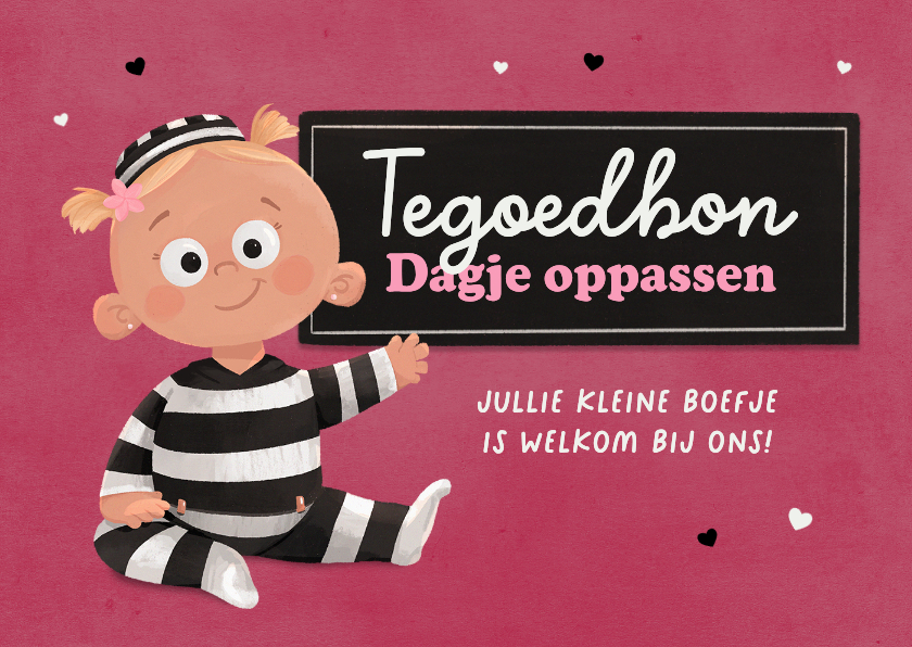 Tegoedbon maken - Tegoedbon maken meisje boefje baby oppassen grappig