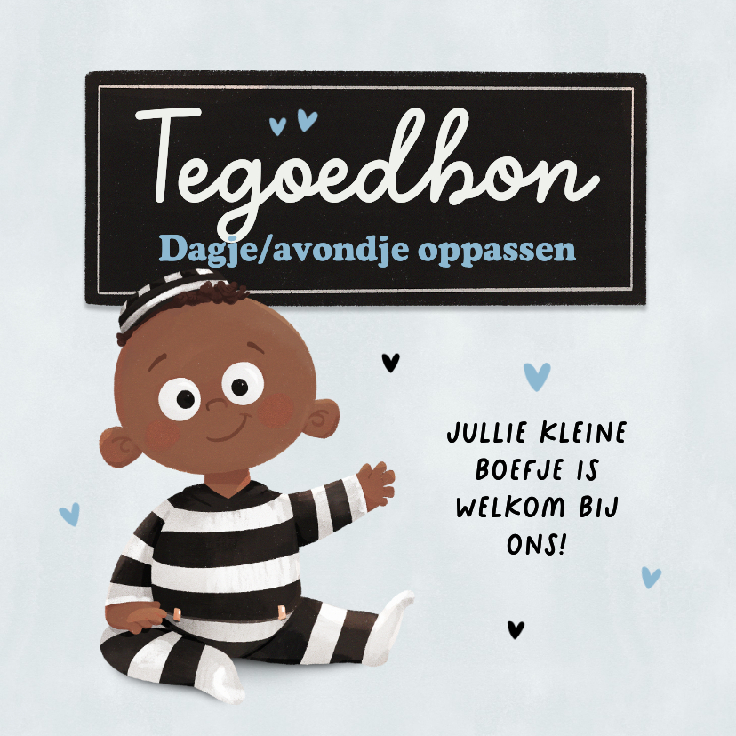Tegoedbon maken - Tegoedbon oppassen klein boefje jongen baby