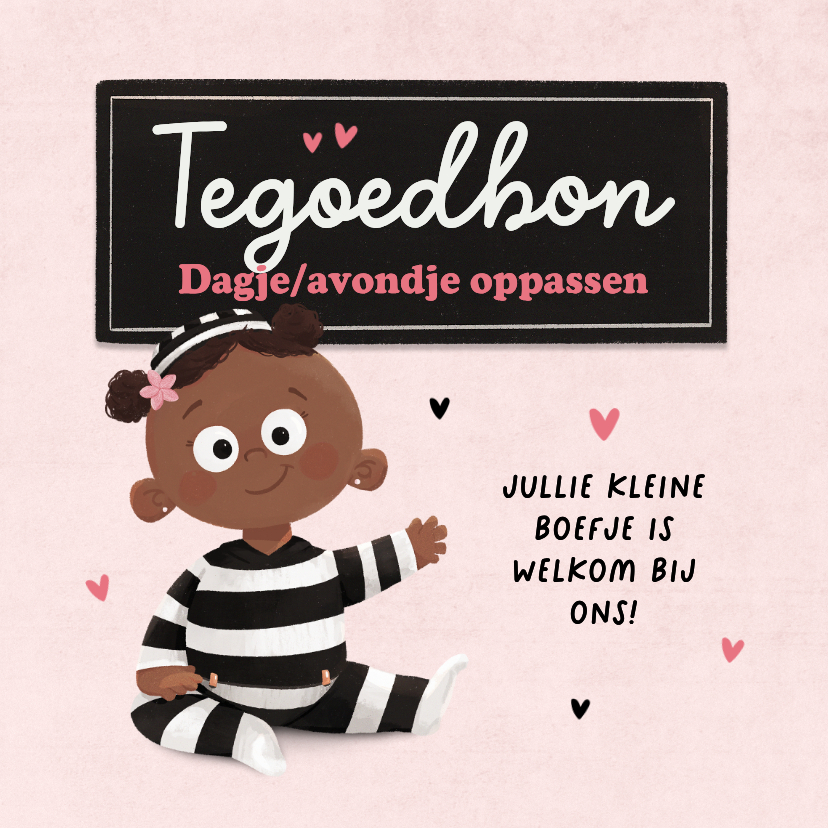 Tegoedbon maken - Tegoedbon oppassen klein boefje meisje baby