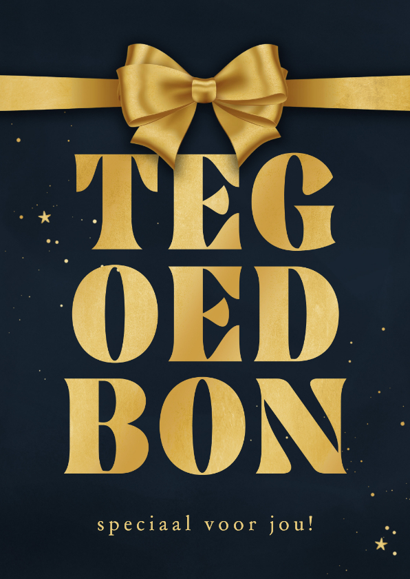 Tegoedbon maken - Tegoedbon voor kerst donkerblauw met gouden strik