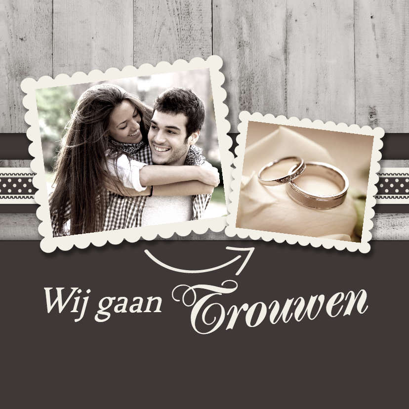 Antraciet Trouwen - BK - Trouwkaarten Trouwkaarten - Antraciet Trouwen - BK