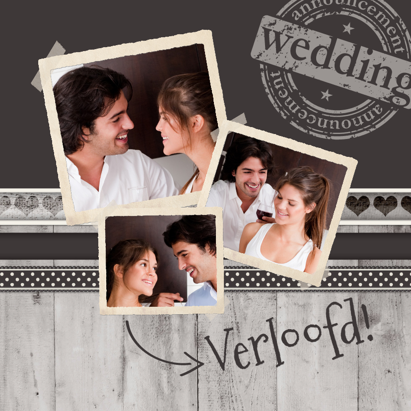 Antraciet Verloofd! - BK - Trouwkaarten Trouwkaarten - Antraciet Verloofd! - BK