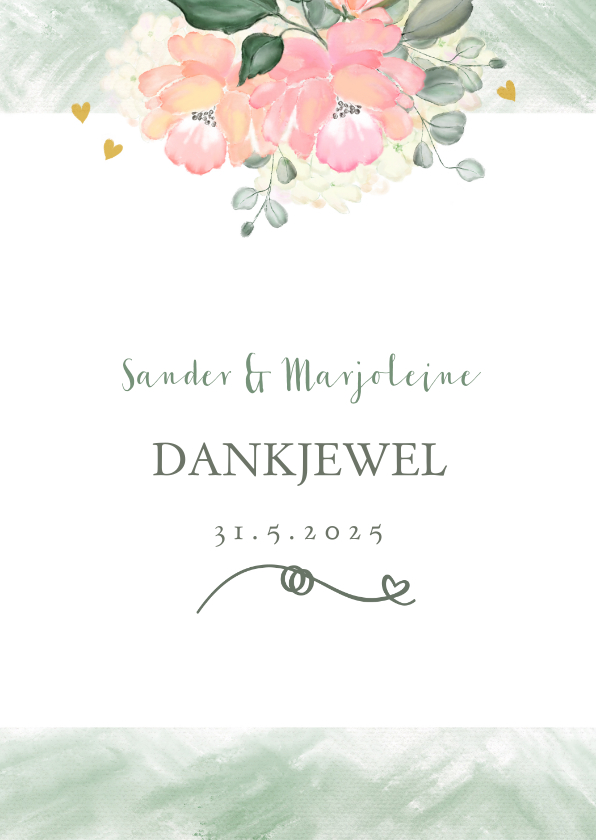 Bedankkaart boeket rozen - Trouwkaarten Trouwkaarten - Bedankkaart boeket rozen