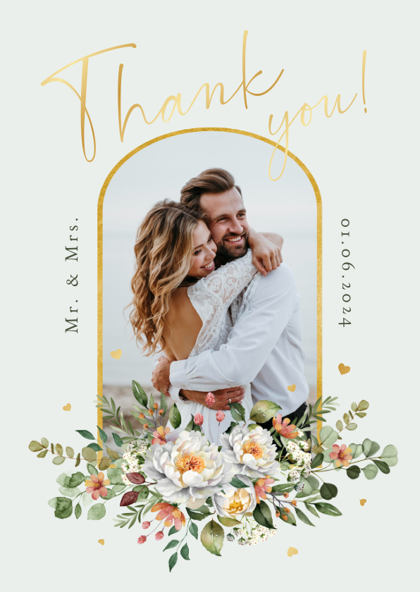 Trouwkaarten - Bedankkaart bruiloft bloemen romantisch stijlvol foto