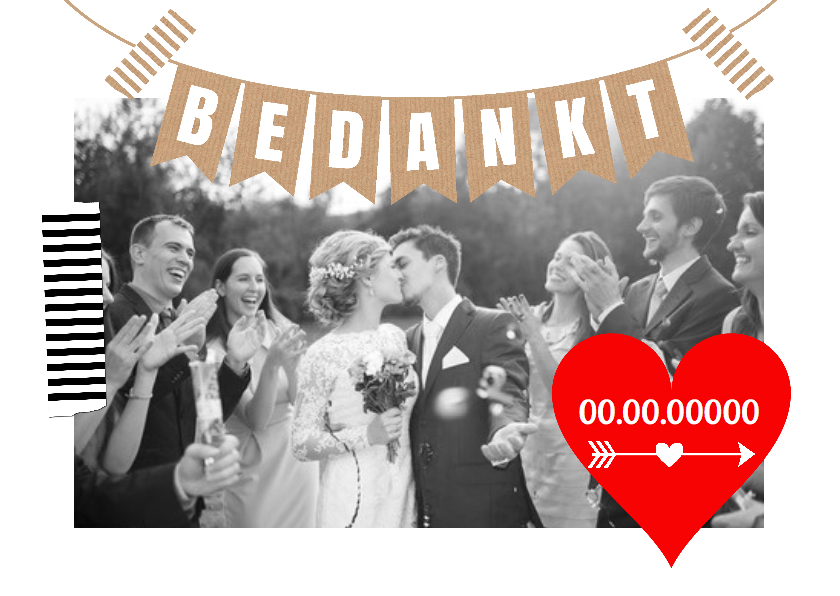 Bedankkaart foto slinger hart - LB - Trouwkaarten Trouwkaarten - Bedankkaart foto slinger hart - LB