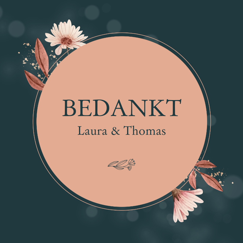 Bedankkaart huwelijk met droogbloemen Bedankkaart huwelijk met droogbloemen
